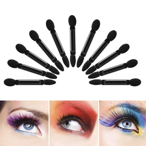 Professional Double Head Eyeshadow Brushes, 50 Pcs Disposable Dual Sides Sponge Makeup Applicator, Black