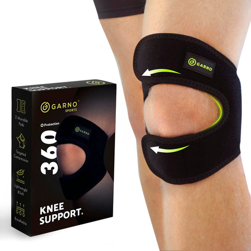 GARNO Knee Brace Plus Size, Dual Patella Tendon Support Strap, Adjustable Neoprene Stabilizer
