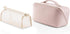 Vlando Travel Makeup Bag - Waterproof Portable Toiletry Bag with Divider and Handle for Travel Essentials (Pink)