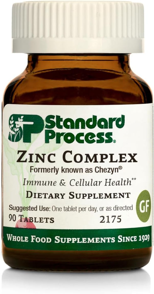 Standard Process Zinc Complex, Immune Support, Thyroid Support, Cognitive Health, 90 Tablets