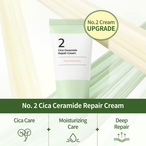 numbuzin No.2 Cica Ceramide Repair Cream | Facial Moisturizer with Centella Asiatica, Real Ceramide, 2.02 fl oz