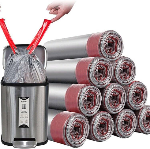 RONYMARX Thicken Drawstring Garbage Bags, 50 Counts Bathroom Trash Can Liners for Bedroom Home Kitchen, 4-6 Gallon