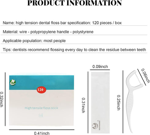 Package 120pcs Dental Floss Picks- Individual Portable Floss Flossers with Travel Case Superfine Floss Picks Dental