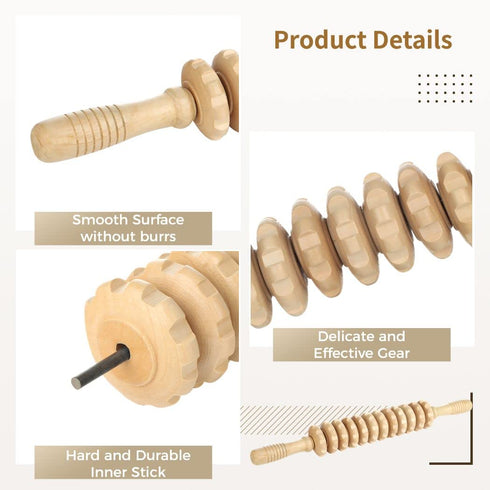 Tressify Set 2Pcs Wooden Manual Massage Roller Back & Body Massager Stick For Muscle Relief