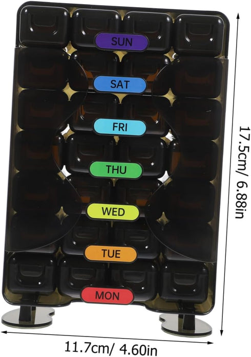 Portable Weekly Pill Organizer with Compartments Compact Travel Medicine Case for Daily Morning and Evening Dose