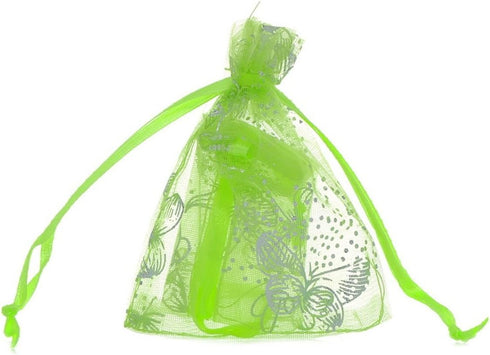 Wholesale 100PCS Organza Bag Butterfly Design Wedding Pouches Jewelry Packaging Bags (3.5x4.5 Light Green, 9x12cm)