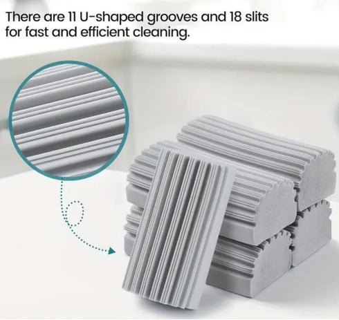 Original Damp Duster Sponge/Cleaning sponges/Magic Sponges/Blinds, Baseboards/Washbasin/Glass, Pet, Hair, Mirrors(Grey) - 4 Pack by MR DAMP