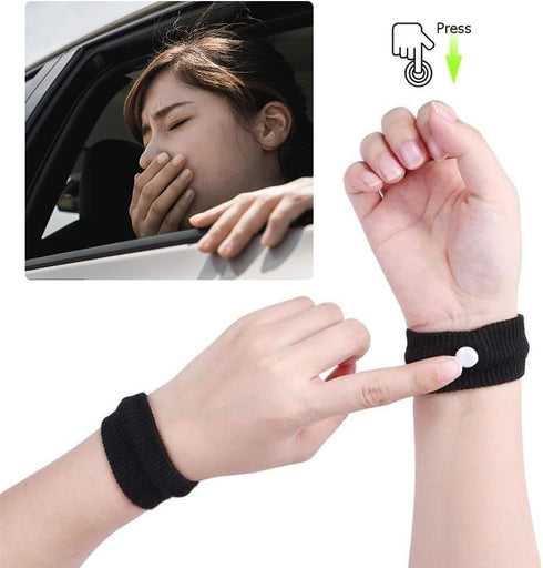 TOULIFLY Travel Wristbands, Natural Motion Sickness Relief Wrist Band, Grey + Black