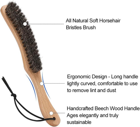 Hat Brush - Horsehair Felt Hat Brush Clean Western Cowboy Hat, Fedora Hat & Baseball Cap, Bristle Garment Brush Remove Cat Hair Dust for Suits, Suede, Cashmere, Clothes & Furniture, Beech Handle by SUPERWASH PLUS