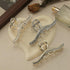 Metal Hair Claw Clips Rhinestone Artificial Pearls Claws Clips, Textention 4.4 Inch Silver Hair Clips Non-Slip Strong Hold Clip for Women Crystal Hair Jaw Clamps Gold Hair Accessories (3 Pack)