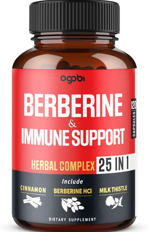 Premium Berberine Supplement with Ceylon, Ashwagandha, Turmeric, Milk Thistle, Elderberry & Black Pepper, 120 Capsules