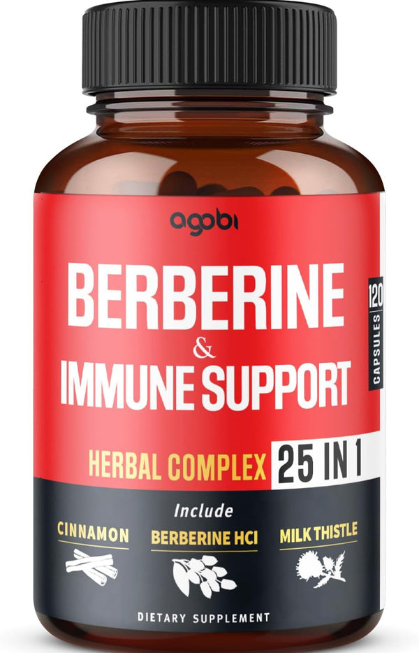 Premium Berberine Supplement with Ceylon, Ashwagandha, Turmeric, Milk Thistle, Elderberry & Black Pepper, 120 Capsules