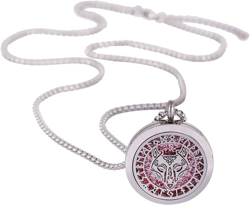 Viking Runes Aromatherapy Diffuser Necklace - Stainless Steel Locket Pendant