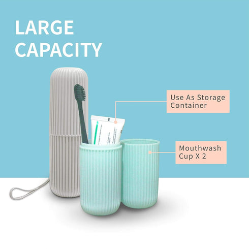 Sunenlyst 2Pcs Travel Toothbrush Holder, Portable Case for Traveling, Camping & School, Multifunction Plastic Set in