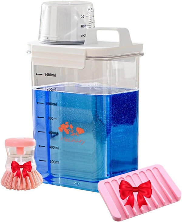 HECHARY Laundry Detergent Dispenser Powder Container & Scent Booster Organizer Includes Brush &
