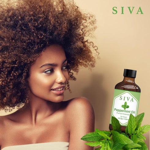 Siva Peppermint Essential Oil - 4 Fl Oz – Natural Peppermint Oil for Diffuser, Skin Care, Aromatherapy, Hair Care