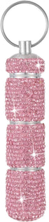 Bling Portable Travel Pill Case, Rhinestone Waterproof Small Pill Holder with Keychain, Cute Mini Storage Box for