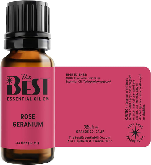 The Best Rose Geranium Essential Oil - Premium Grade, 100% Pure & Natural for Aromatherapy, Diffuser, Spa, Massage, Air