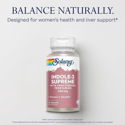 Indole-3 60-Day 30 30 SOLARAY Supreme with Cruciferous Vegetables - Women's Health Support - DIM Plus Broccoli, Kale