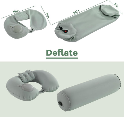 U-Shaped Full Body Bath Pillow for Tub - 2 Pcs Inflatable Bath Pillows with Adjustable Button for Relaxation