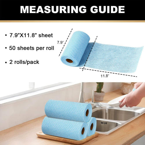 2 Pack Upgraded Reusable Cleaning Cloths, Extra Thick Durable Disposable Kitchen Dish Towels, Blue