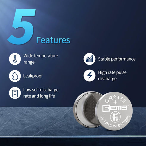 EEMB 20PCS CR2450 Battery, 3V Lithium 650mAh Coin Button Cell for Security Sensors, Watches, Remote Fobs