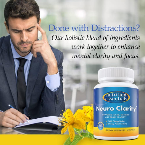 Nutrition Essentials Nootropic Brain Support Supplement - Caffeine-Free Capsules That Support The Brain - Brain Support Pills with St. John's Wort and Ginkgo Biloba