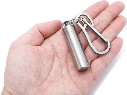 Small Pill Case, Portable Metal Pill Holder Keychain, Waterproof Mini Stainless Steel Organizer for Travel