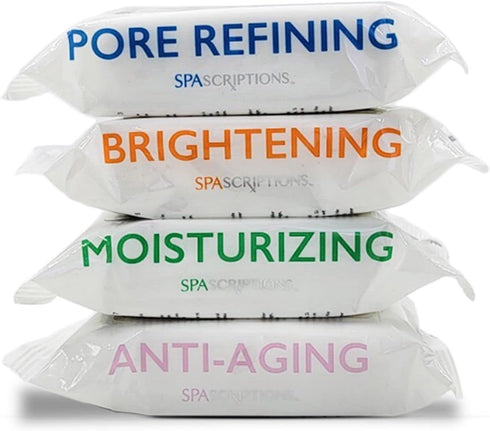 SpaScriptions Makeup Cleansing Wipes, 30 CT Variety 4 Pack, Total 120 Count