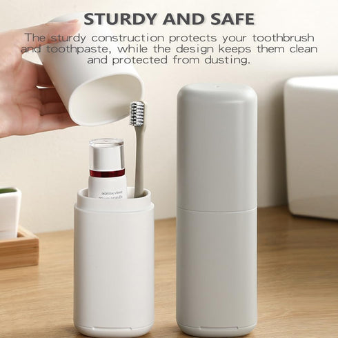 Portable Toothbrush Travel Case, Plastic Holder and Toothpaste Cover, Compact Storage Container for School Camping