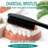 Large Long Head Toothbrush, 4-Pack, Upgraded Hard Charcoal Bristles for Whitening and Plaque Removal