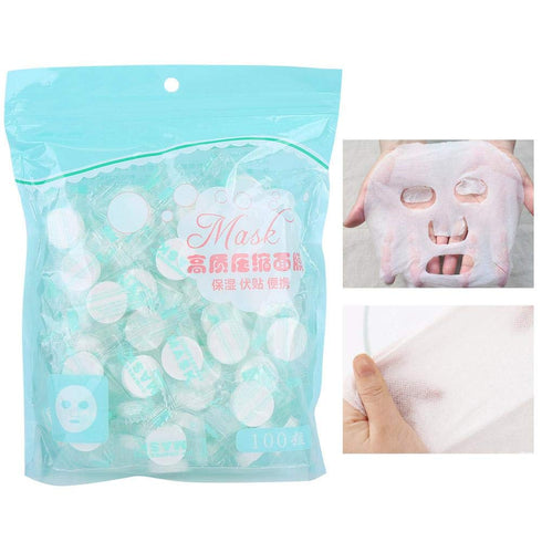 ZJchao Disposable Facial Mask - 100Pcs/Pack Non-Woven Compressed Sheets for Home Travel Use