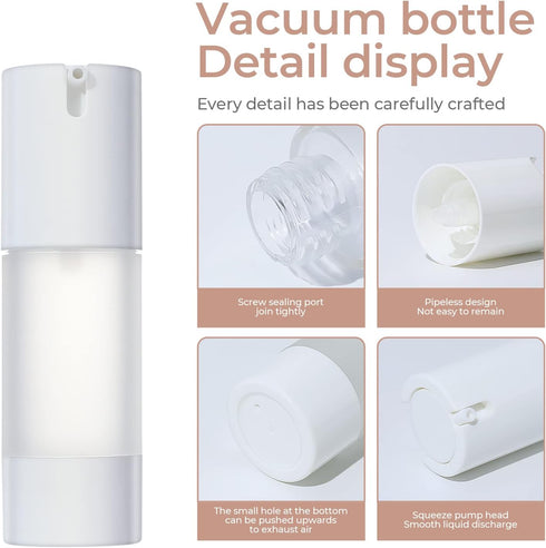 LONGWAY 3pcs Refillable Airless Pump Bottles, Travel Foundation Containers for Hand Sanitizer, Gel, Lotion (1oz/30ml,