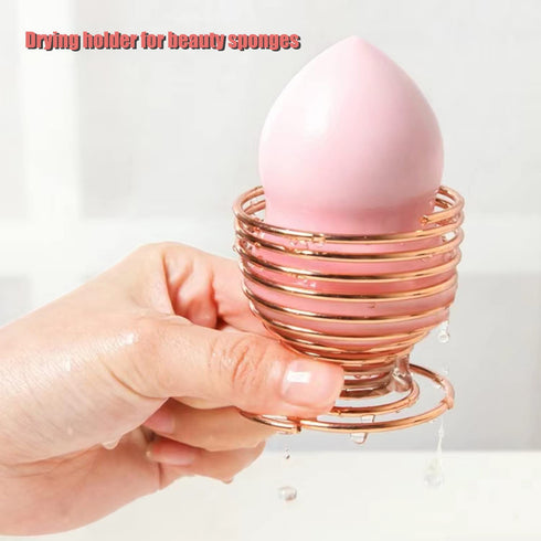 Makeup Sponge Holder + Travel Case, Beauty Blender Drying Stand & Storage Containers (Pink & Purple)