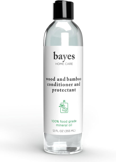 Bayes Food Grade Mineral Oil for Cutting Board - 12 oz, Food Grade Formula for Bamboo, Teak & Wood