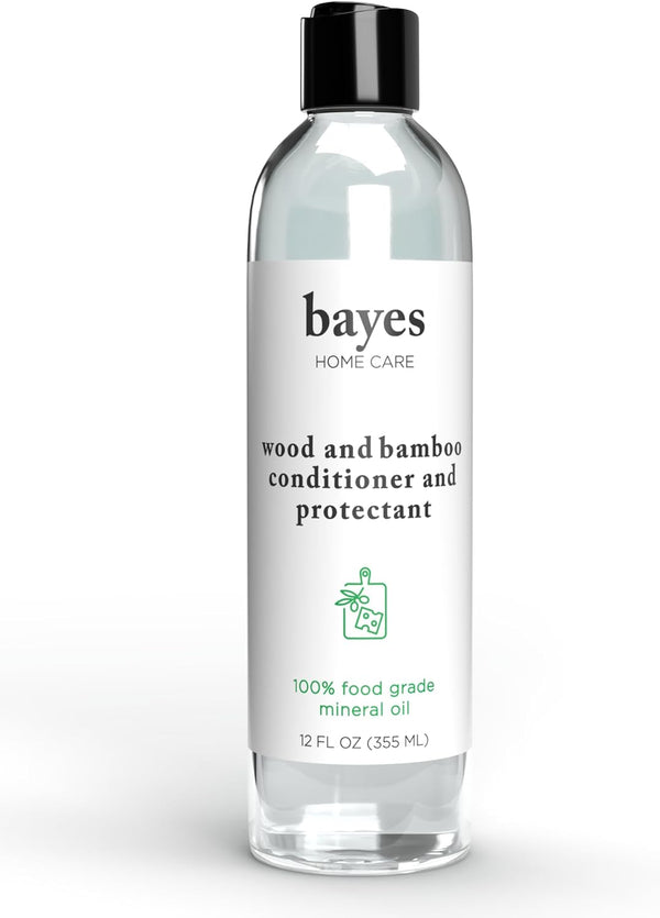 Bayes Food Grade Mineral Oil for Cutting Board - 12 oz, Food Grade Formula for Bamboo, Teak & Wood