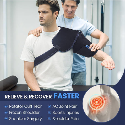 Shoulder Ice Pack with Compression for Rotator Cuff, Reusable Gel Wrap for Pain Relief and Swelling