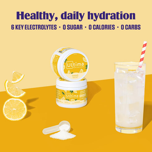 Ultima Replenisher Daily Electrolyte Powder Drink Mix – Sugar Free Lemonade, 30 Servings