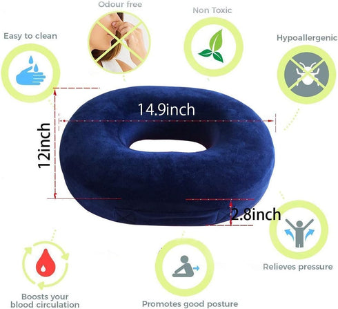 HULKAY Orthopedic Ring Cushion Made from Memory Foam, Donut Cushion for Relief of Haemorrhoids (Piles) and Coccyx Pain