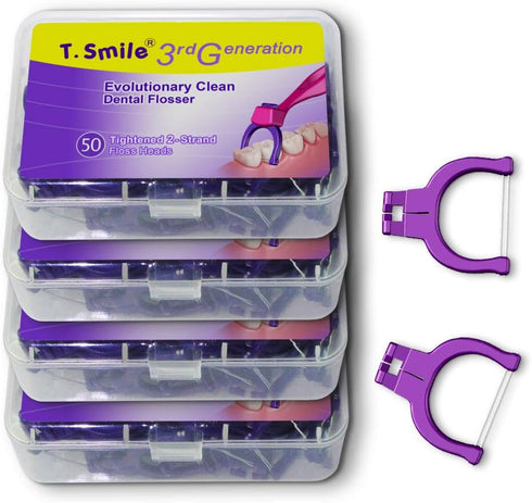 Evolutionary Clean Dental Flossers, Kit of Refills Plus Long Handle, 200 T-Tension Refills