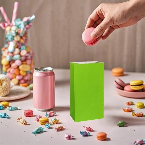 KEYYOOMY Mini Green Paper Bags, Green Party Favor Bags, Small Party Goodie Bag, 24 CT, 3.5 X 2.4 X 7.1 In