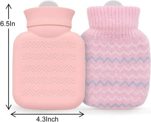 320ml Mini Hot Water Bottle with Knitted Cover - Small Leak Proof Hot Water Bag for Pain Relief, Best Gifts for Women,