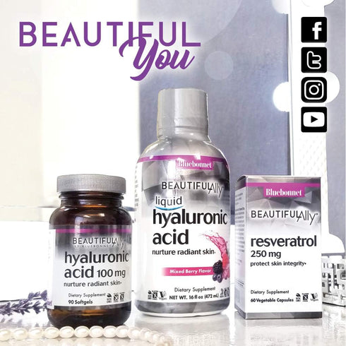 Bluebonnet Nutrition Beautiful Ally Hyaluronic Acid 100mg, 90 Softgels, Non-GMO, Gluten-Free