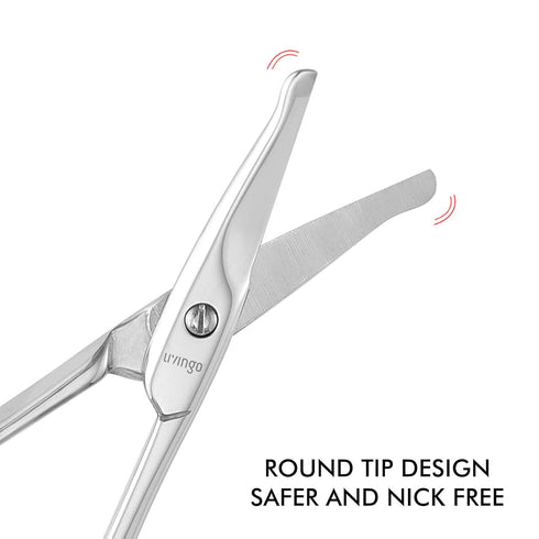 LIVINGO 3.75" Rounded Curved Nose Hair Scissors, Premium Stainless Steel for Manicure Cuticle Trimming Facial Hair