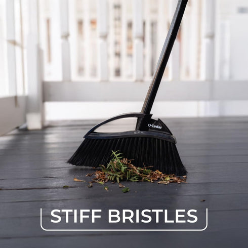 Set O-Cedar Strong Sweep Broom and Dustpan with Detail Brush | Indoor Outdoor Heavy Duty Stiff Bristle Broom | Step-On