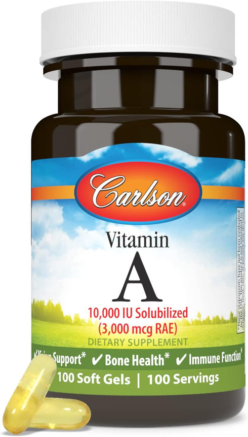 Carlson - Vitamin A Solubilized - 10000 IU (3000 mcg RAE), 100 Softgels