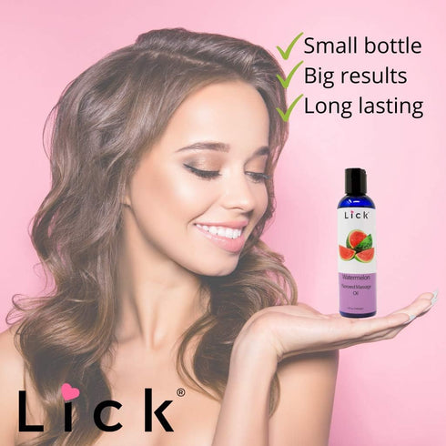 Watermelon Flavored Massage Oil for Couples – Edible Massaging Lotion with Vitamin E, Sweet Almond, Coconut Oil, 4 oz