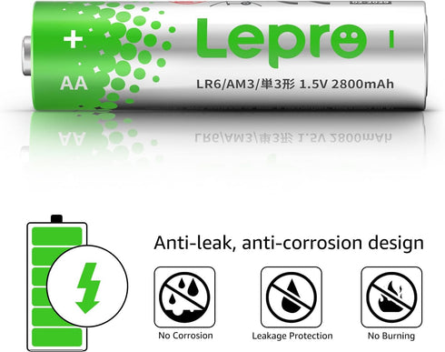 Lepro Pack 48 Count, Pack 2800mAh 24 24 AA and AAA Batteries Combo Batteries Variety High-Performance Alkaline Power