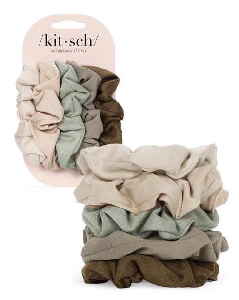 Kitsch Scrunchies for Women's Hair, Assorted Large Hair Ties, Cute Hair Bands & Ponytail Holders, 5pc