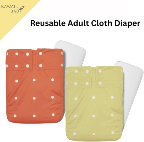 Kawaii Adult Reusable Cloth Diaper - Large Waterproof Incontinence Underwear with Super Absorbent Insert - Leak Proof
